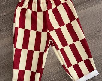 Pantalones de cuadros a rayas hechos a mano para bebés, niños pequeños y niños.