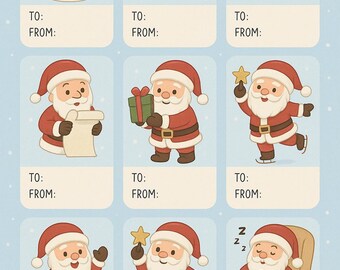 Santa Themed Holiday Tags (DIGITAL DOWNLOAD ONLY)