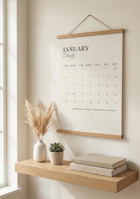 2026 Minimalist Wall Calendar , Modern Yearly Calendar , Clean Aesthetic Home Office Planner , Simple Monthly Wall Calendar