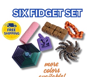 Set of 6 3D Printed Fidget Toys | Sensory Fidgets | Stress Relief | Autism ADHD Fidgets
