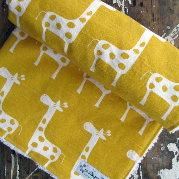 Yellow Baby Blanket - Yellow Giraffes - Gender Neutral Baby Boy or Girl - Chenille or Minky Blanket