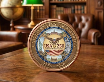 250th Anniversary United States of America Commemorative Coin, 1776-2026 USA Semiquincentennial Gift, Patriotic Liberty Bell Challenge Coin