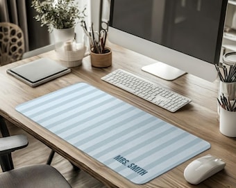 Personalized Stripe Desk Mat Teacher Appreciation Gifts, Stripe Teacher Desk Mat, End Of School Teacher Gifts, Back To School