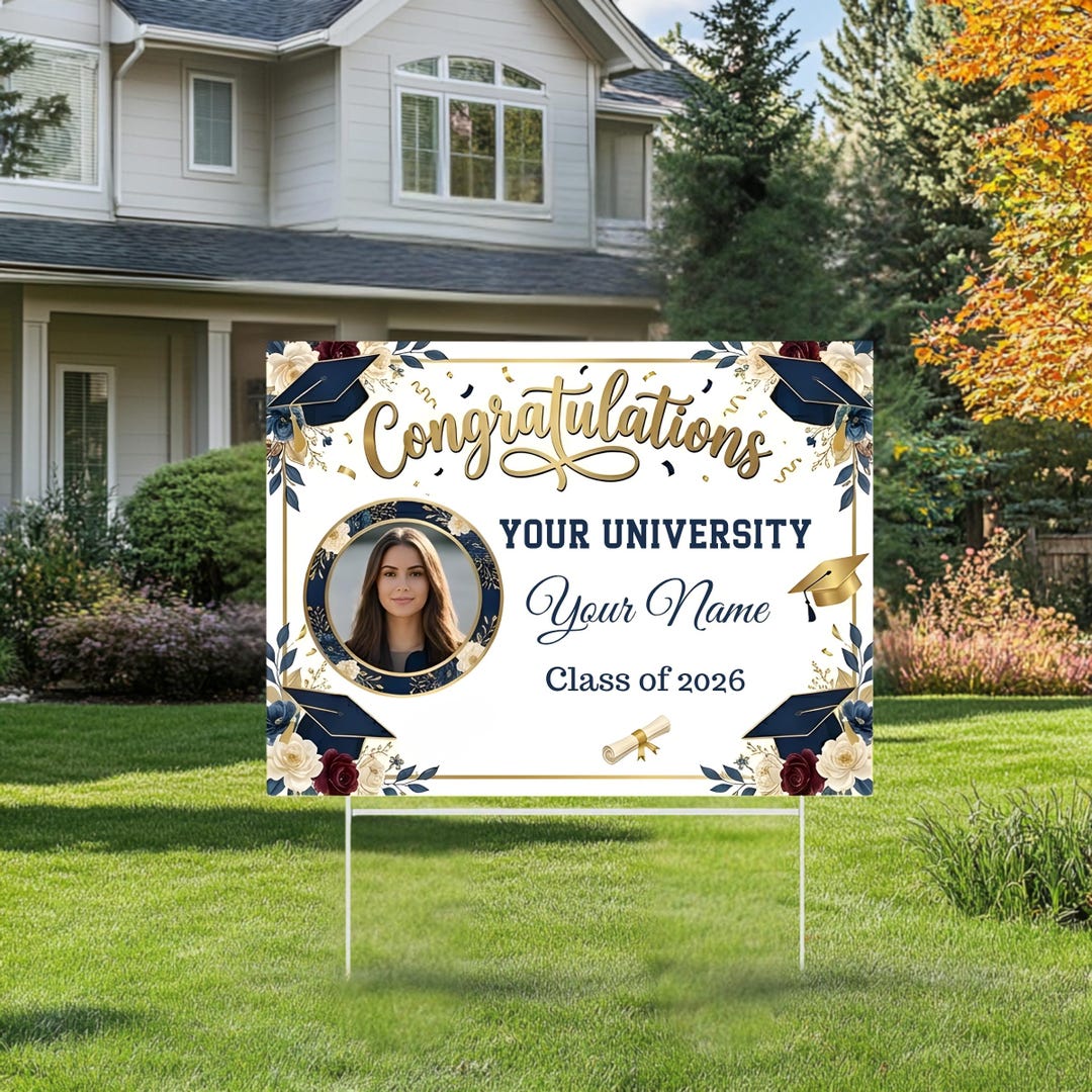 Custom Graduation Yard Sign 2026 With Photo, Personalized Graduation ...