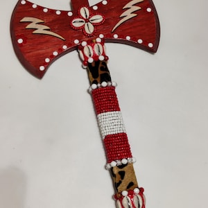 Santeria Yoruba wooden AXE  for SHANGO orisha .Hacha de guerrero para CHANGO. Santa Barbara