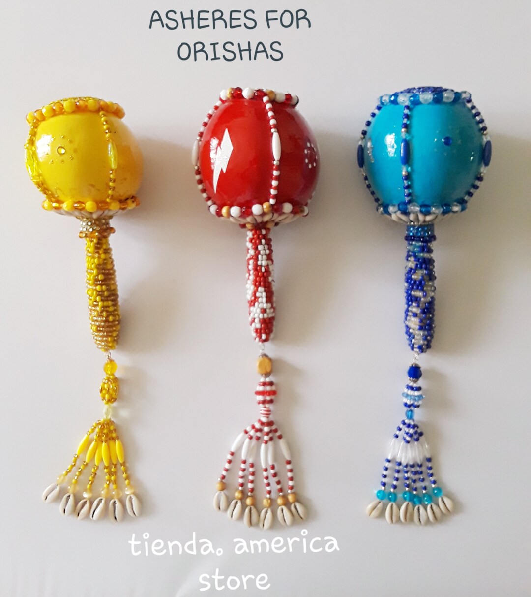 Santeria Yoruba. Beaded Wooden RATTLE /ashere /maraca for Orishas . - Etsy