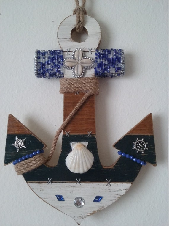 Santeria Yoruba. Decorated Wooden Anchor or Wheel Ship for Yemonja