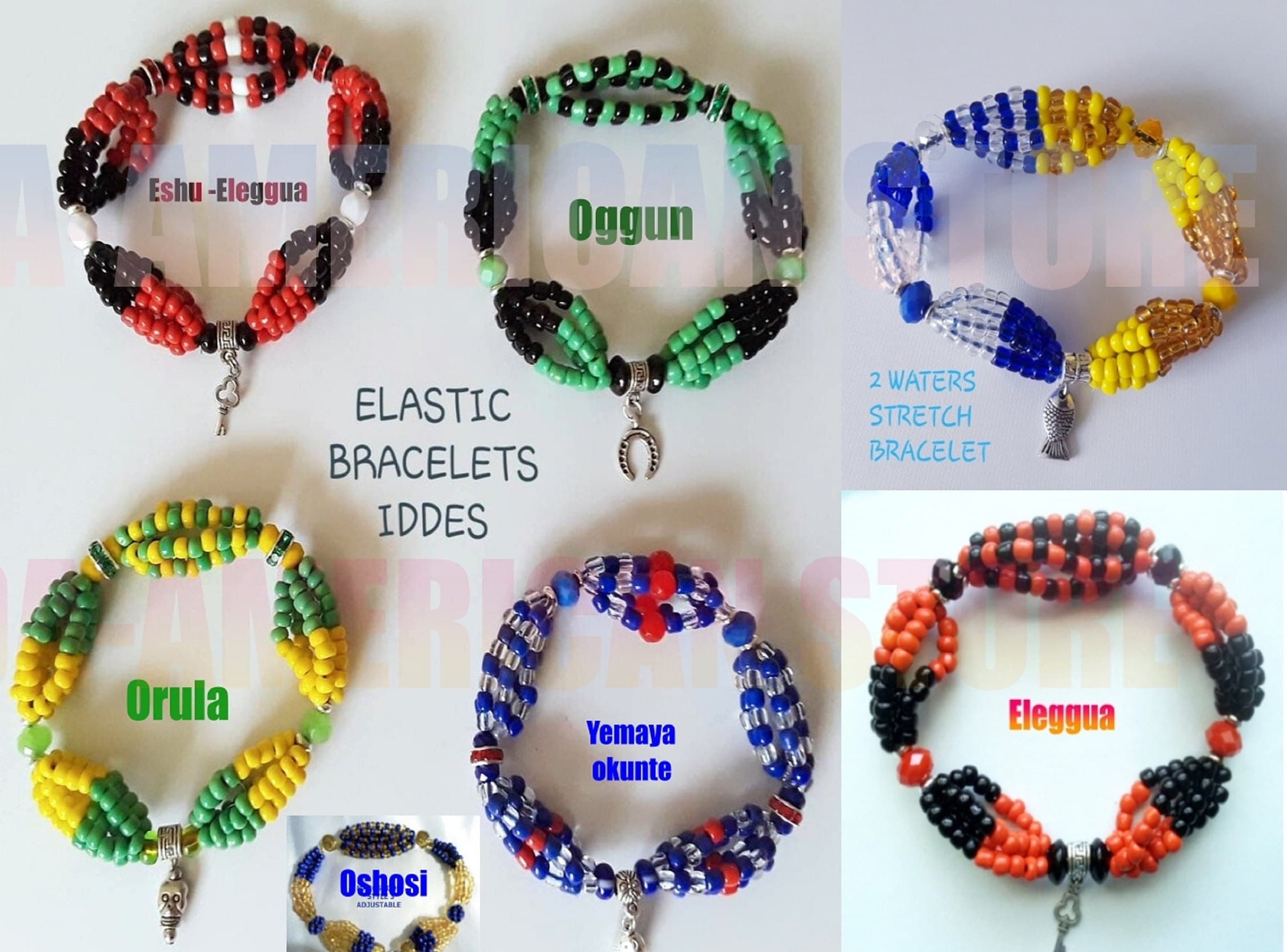 Santeria Yoruba. ELASTIC MAZOS Bracelet Idde for Orishas 