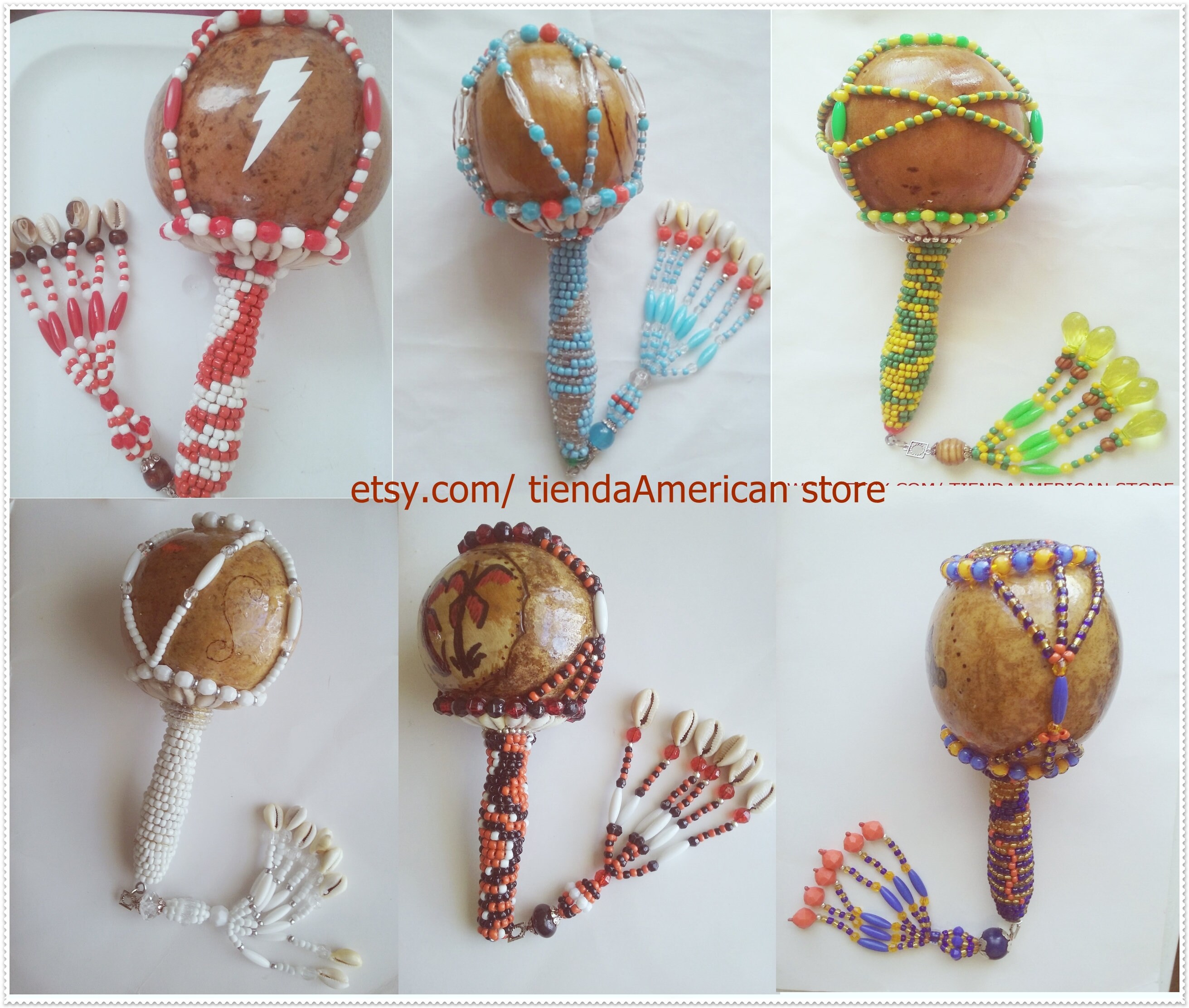 Santeria Yoruba. Beaded wooden RATTLE / maraca for orishas | Etsy