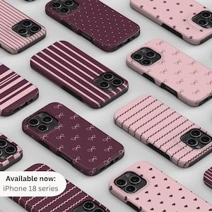 Custom MagSafe Phone Case | Pink Polka Dot Burgundy | iPhone 17 Pro Max Case Pink, Samsung S25 Ultra, Trendy Phone Cases