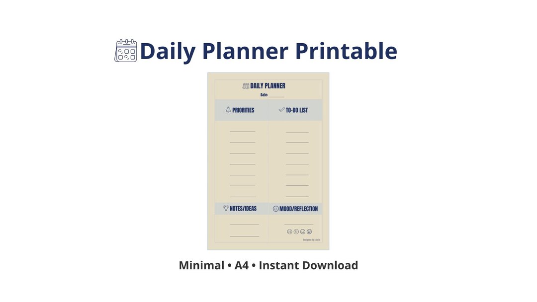 Daily Planner Printable PDF | Minimal Daily to Do List & Priorities ...
