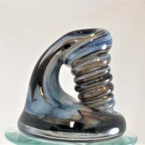 Brown and Blue Glass Desk Pen Holder & Paperweight