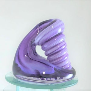 LARGE Purple Glass Desk Pen Holder & Paperweight