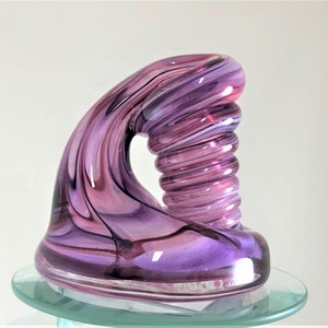 LARGE Pink and Purple Glass Desk Pen Holder & Paperweight