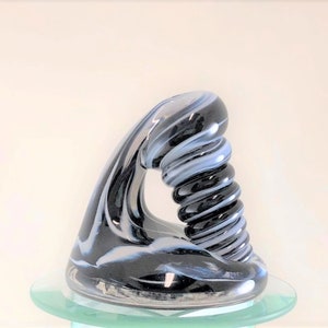 Black and White Glass Desk Pen Holder & Paperweight