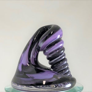 Black and Purple Glass Desk Pen Holder & Paperweight
