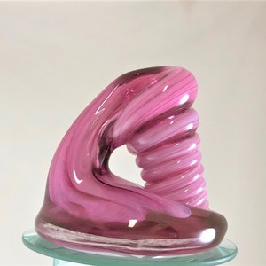 LARGE Pink Glass Desk Pen Holder & Paperweight