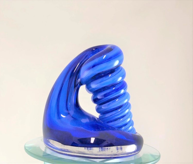 Royal Blue Glass Desk Pen Holder & Paperweight Etsy