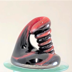 Red and Black Glass Desk Pen Holder & Paperweight