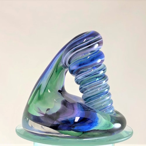 Cobalt, Purple and Green Glass Desk Pen Holder & Paperweight