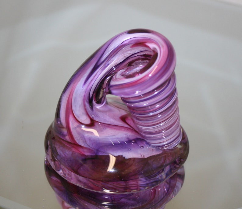 Large Pink And Purple Glass Desk Pen Holder Paperweight Etsy
