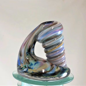 LARGE Multi Colored Confetti Glass Desk Pen Holder & Paperweight