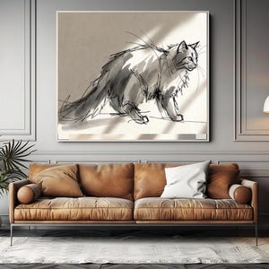 3er Set Minimalistische Katze Line Art Print, Gekritzel schwarze Katze Wandkunst, moderne Katzendekoration, verspielte Kätzchen Skizze, digitaler Download Geschenk für Katze