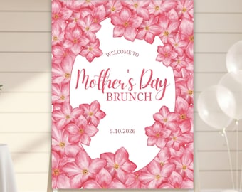 Floral Mother's Day Brunch Welcome Sign, Editable Party Poster, Canva Template (Digital & Printable)