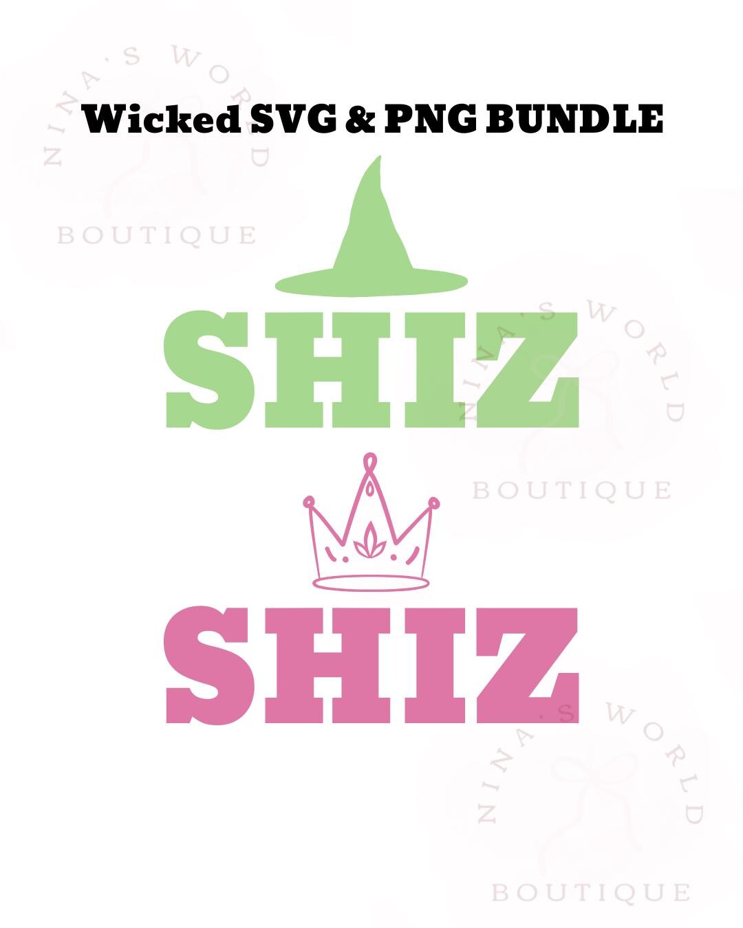 Wicked SVG & PNG Bundle | Glinda Crown, Elphaba Witch Hat, Shiz ...