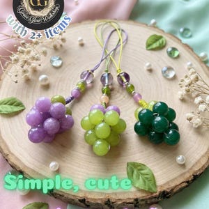 One Set Only, Grape Phone Charm Set, Beginner Friendly, Kawaii, Fruit Lover