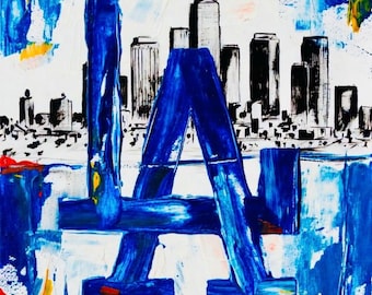 Pintura abstracta de un paisaje urbano de los Dodgers de Los Ángeles (descarga digital)