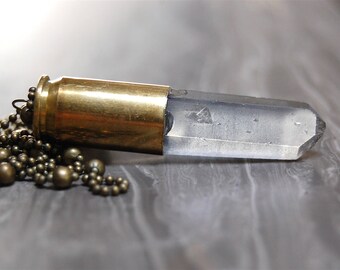 Grey Aura Quartz Bullet Necklace