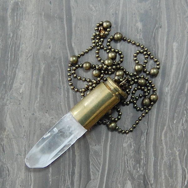 Clear Quartz Crystal Bullet Necklace - Gifted at GBK's MTV Movie Award Lounge