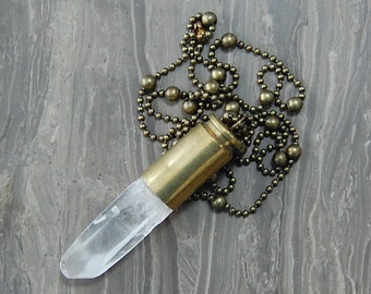 Clear Quartz Crystal Bullet Necklace - Gifted at GBK's MTV Movie Award Lounge