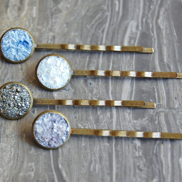 Crushed Crystal Druzy Bobby Pins