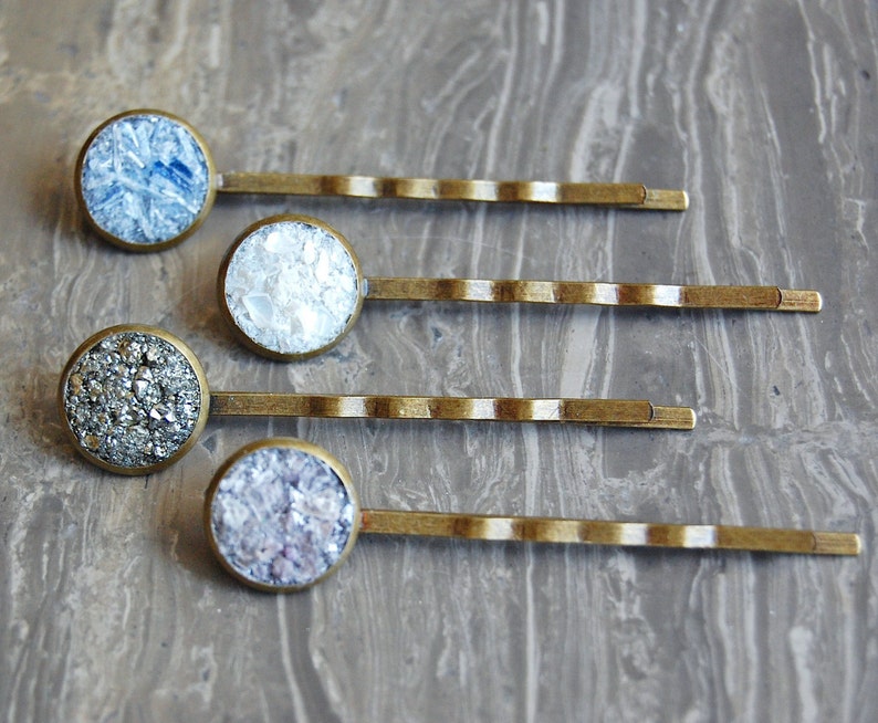 Crushed Crystal Druzy Bobby Pins image 1
