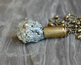 Pyrite Crystal Bullet Pendant - Gifted at GBK's MTV Movie Award Lounge
