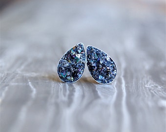 Crushed Crystal Druzy 'Tears of Joy' Sterling Silver Studs