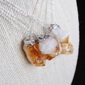 Silver Dipped Citrine Point Necklace image 1