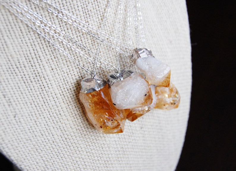 Silver Dipped Citrine Point Necklace image 1