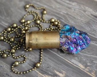 Peacock Ore Crystal Bullet Necklace - Gifted at GBK's MTV Movie Award Lounge