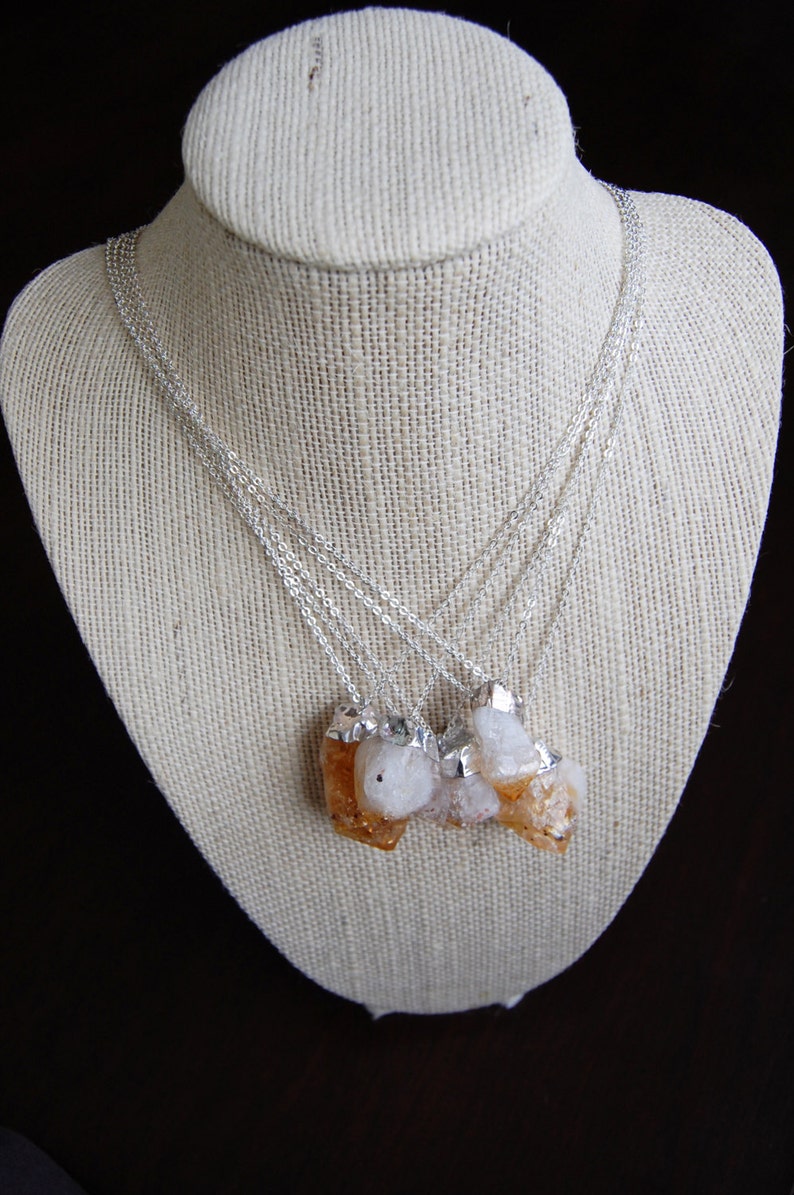 Silver Dipped Citrine Point Necklace image 3