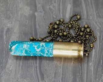 Light Blue Jasper Crystal Bullet Necklace