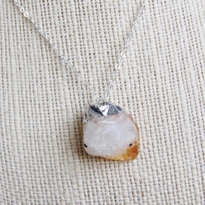 Silver Dipped Citrine Point Necklace image 2