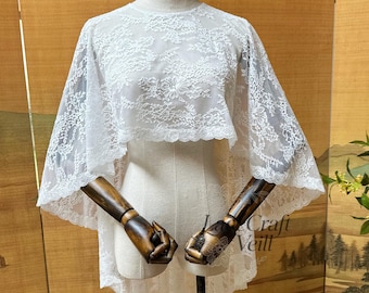 Elegant Lace Wedding Cape Veil: Off the Shoulder Wedding Dress Cover Up