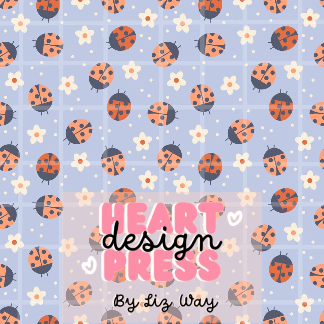 Ladybug Seamless Pattern, Spring Bug Digital Paper, Floral Polka Dot ...