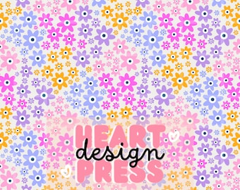 Ditsy Dainty Floral Seamless Pattern Colorful Daisy Flower Print Small Scale Spring Digital Download