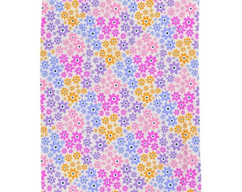 Retro Daisy Pattern Blanket | Floral Velveteen Plush Throw