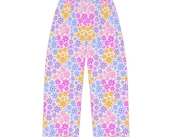 Pastel Daisy Floral Pajama Pants | All-Over Print Sleep Trousers