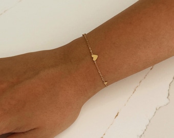 Delicate Gold Heart Chain Bracelet | Waterproof Stainless Steel Minimalist Jewellery